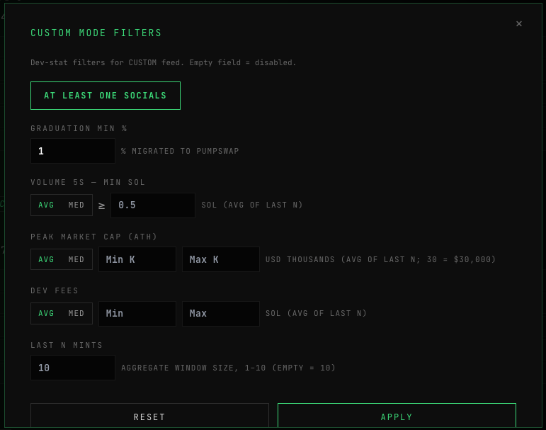 Custom filters