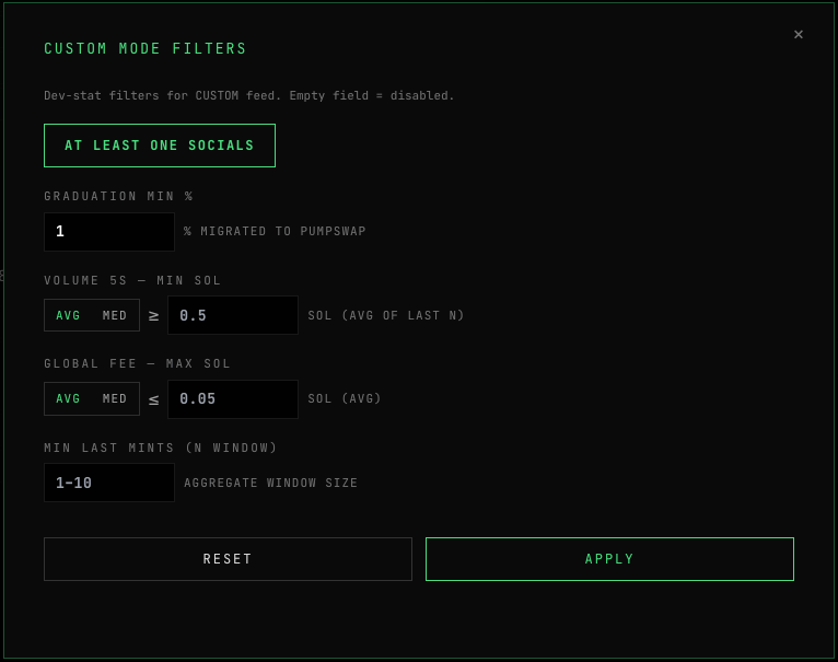 Custom filters