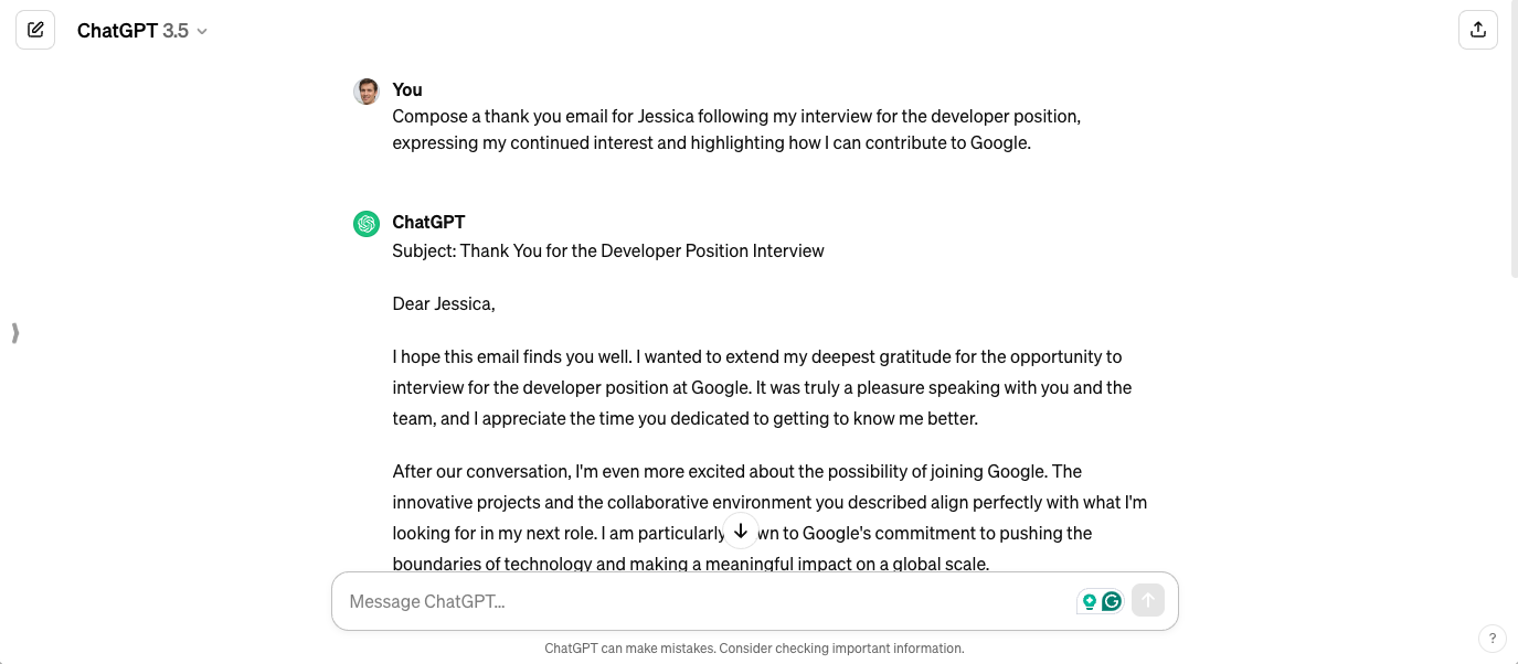 Generate Thank You Email