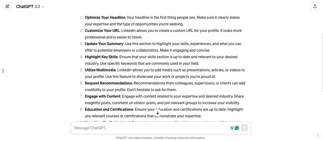 Optimize LinkedIn Profile