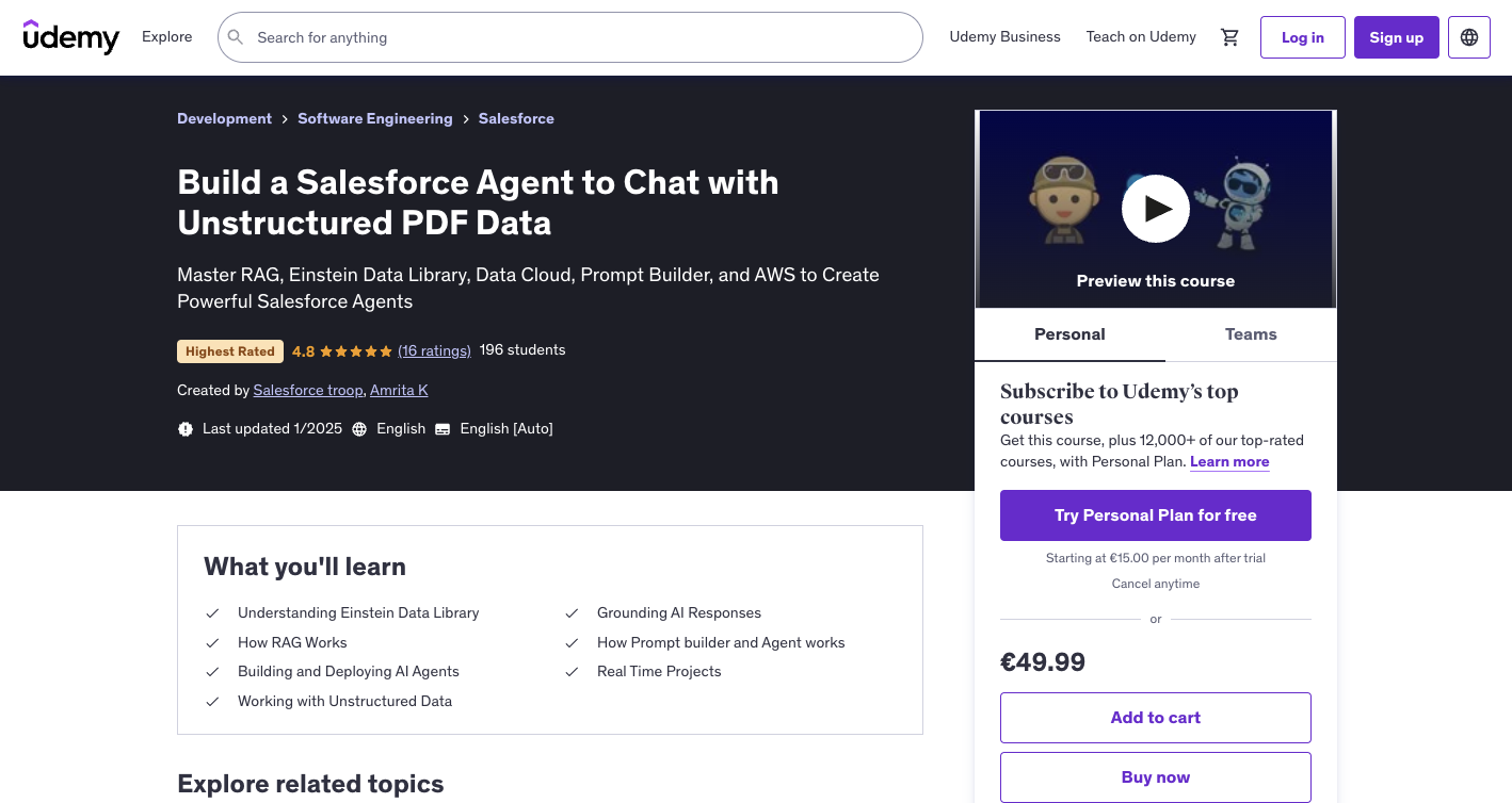 Build a Salesforce Agent to Chat with Unstructured PDF Data