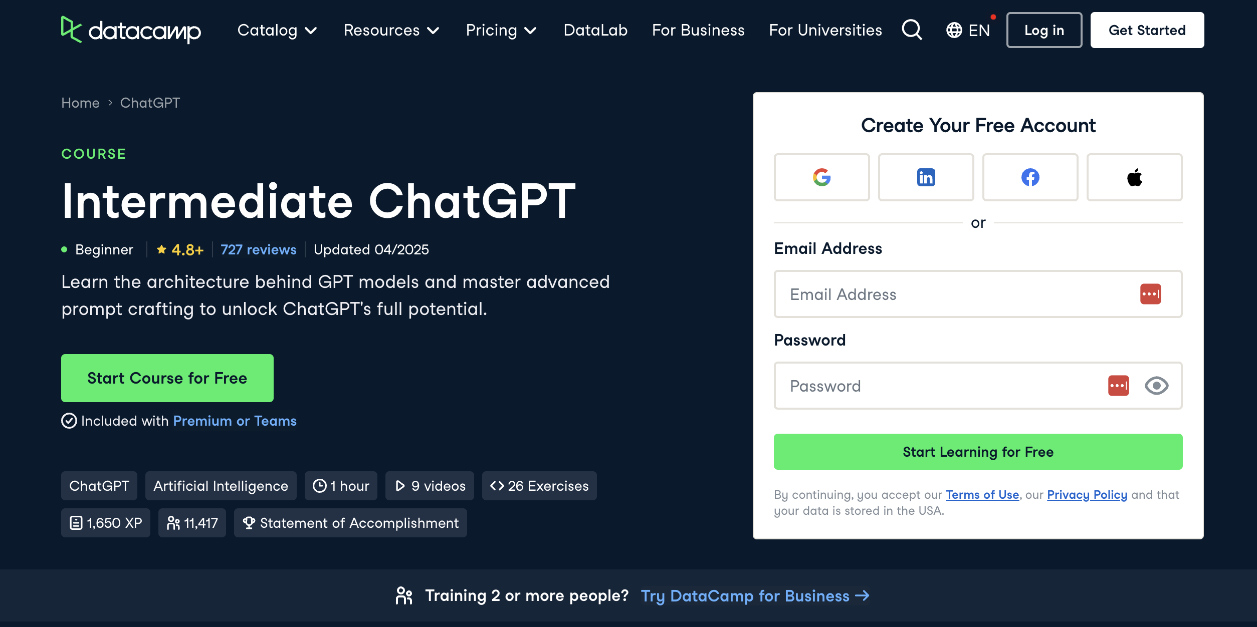 Intermediate ChatGPT