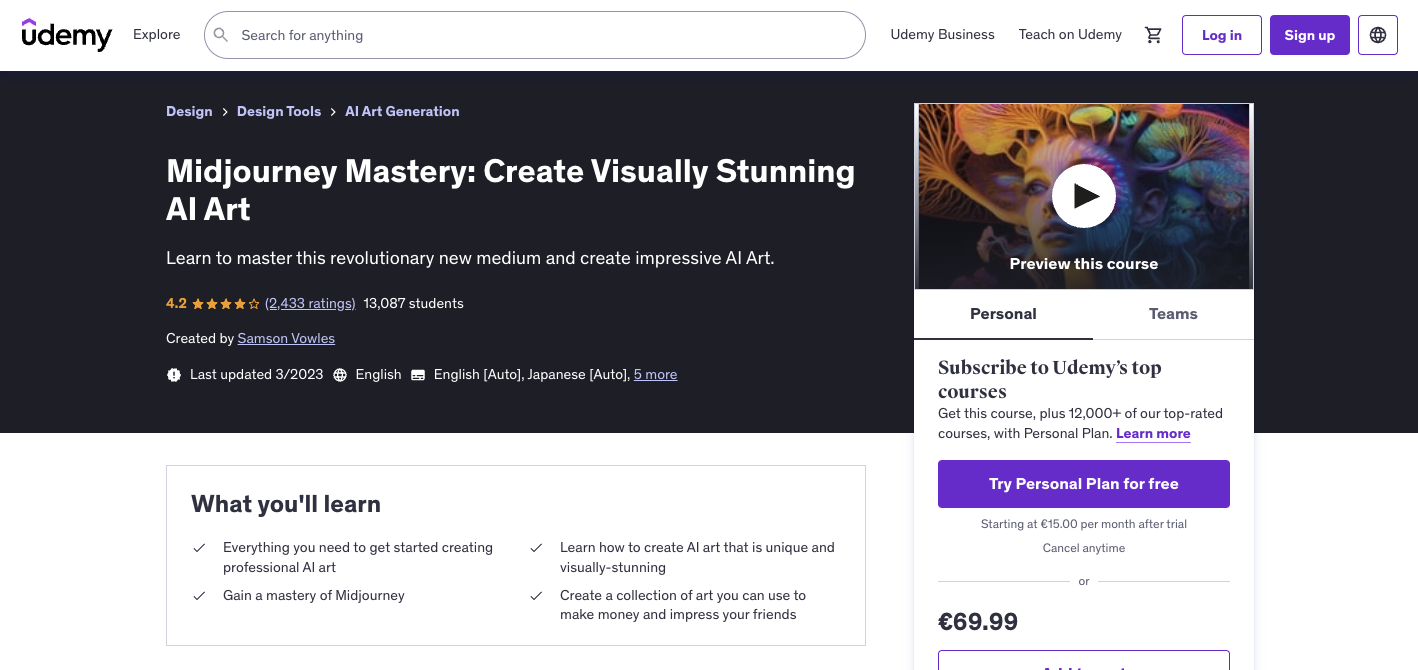 Midjourney Mastery: Create Visually Stunning AI Art