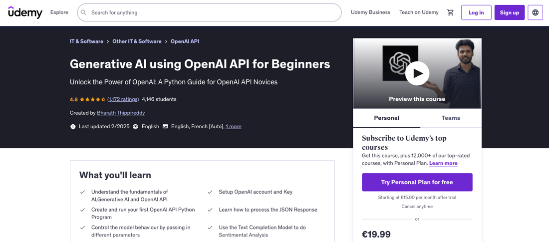 10 Best OpenAI API Courses in 2025 (Free & Paid)