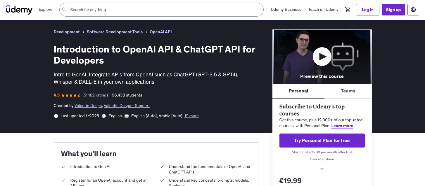 10 Best OpenAI API Courses in 2025 (Free & Paid)