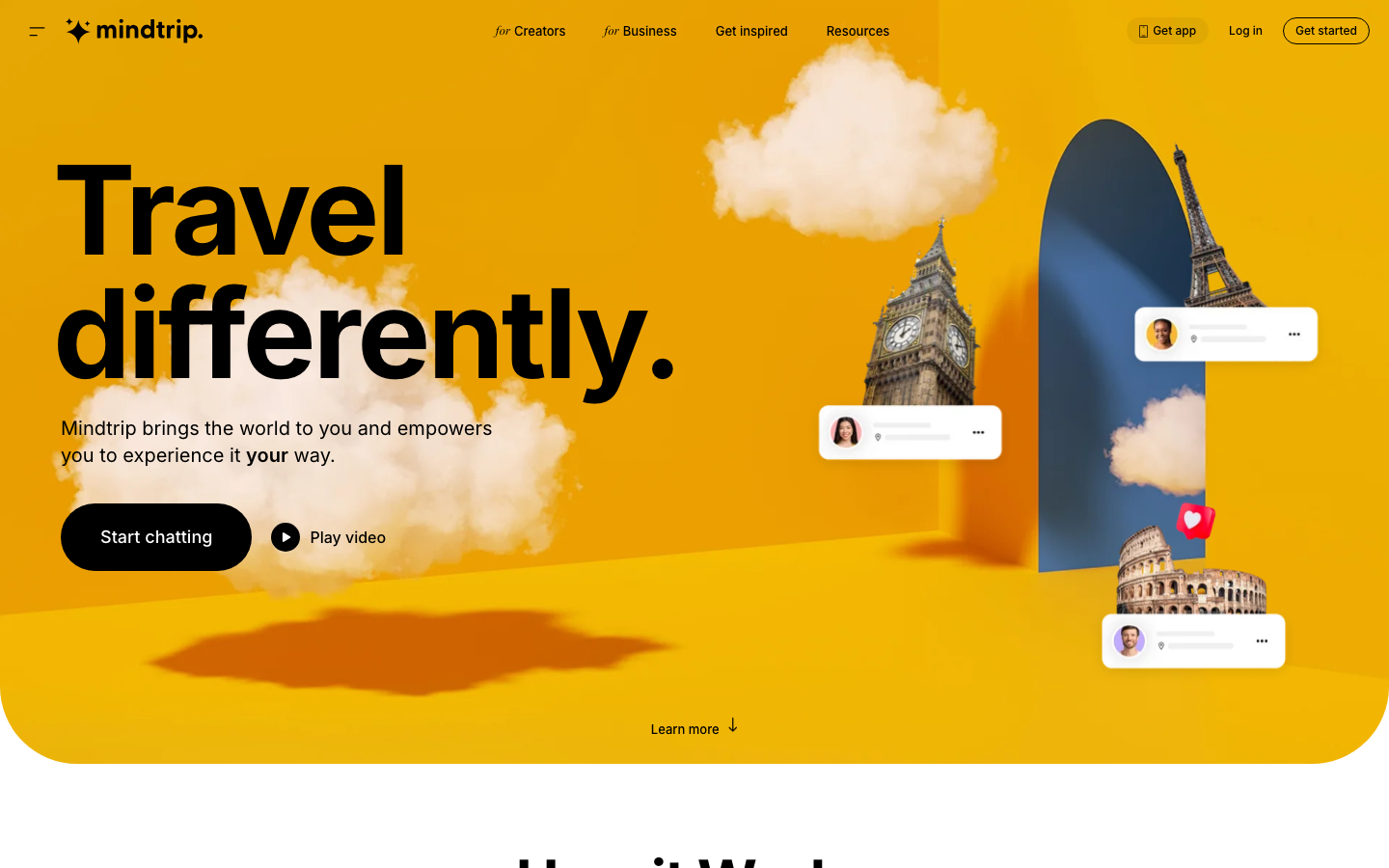 Mindtrip AI trip planner interface
