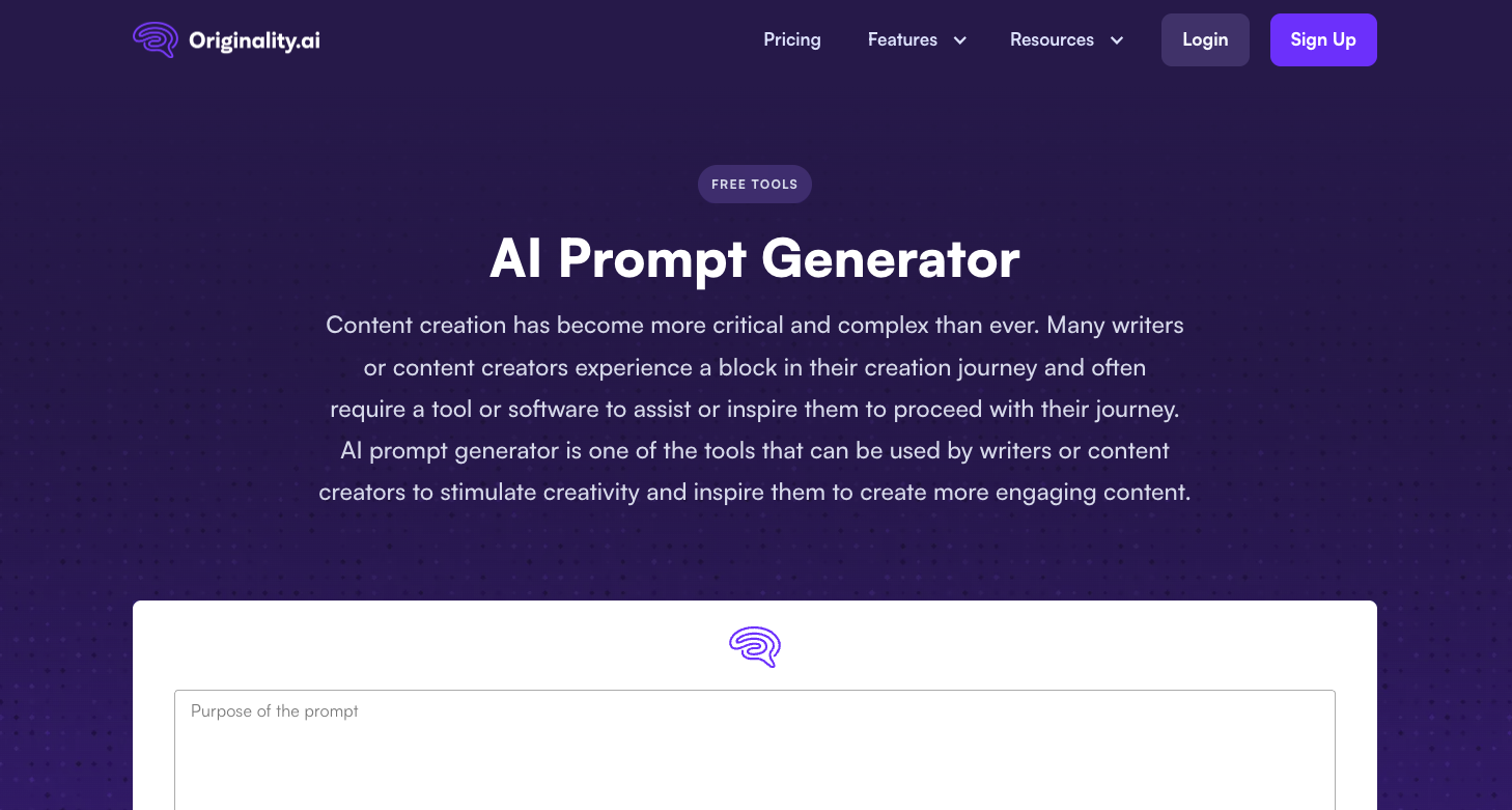Originality.ai's AI Prompt Generator