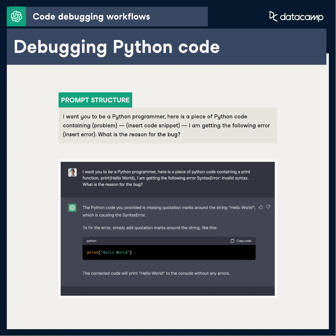 ChatGPT Cheat Sheet for Data Science by DataCamp