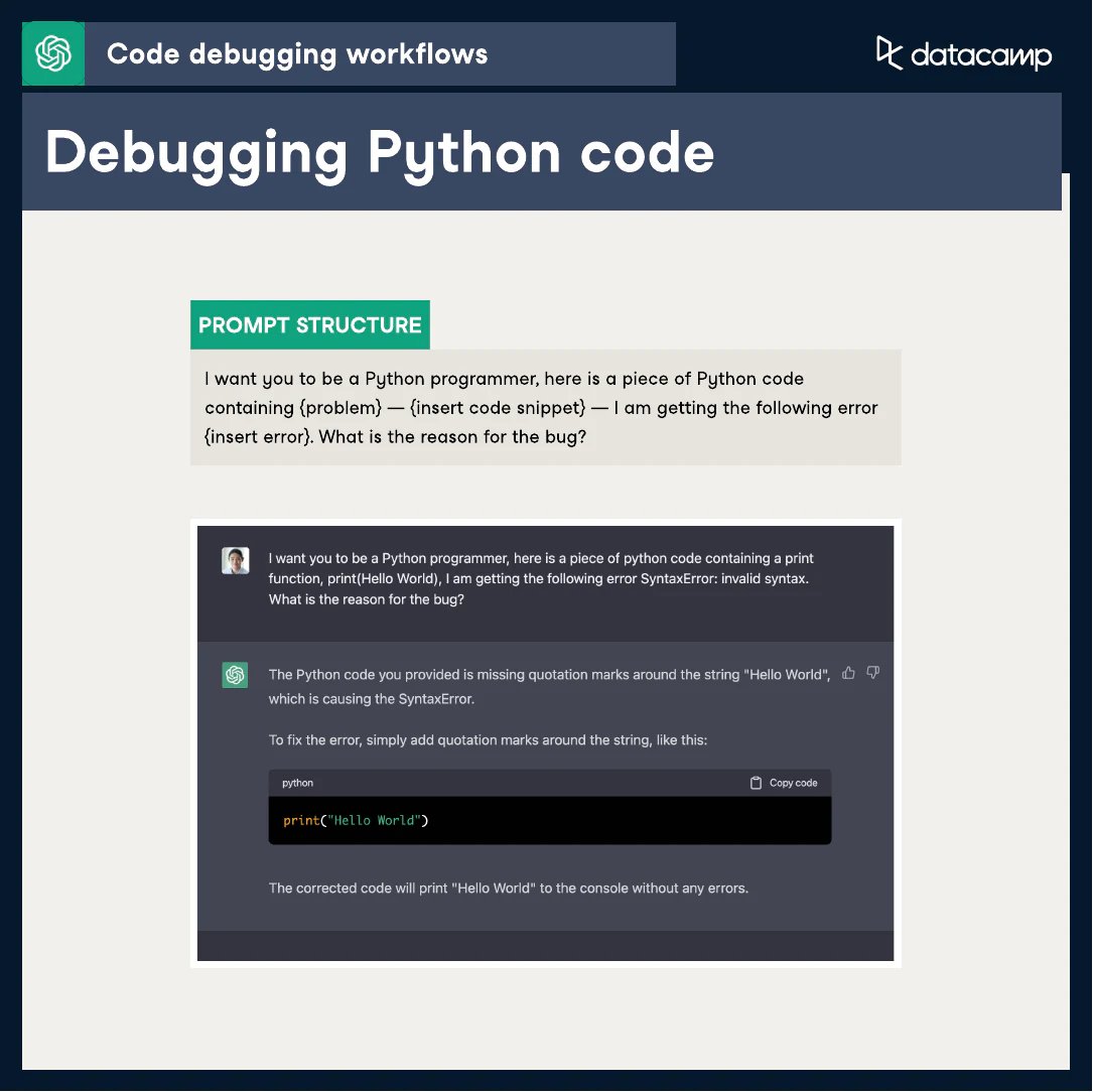 ChatGPT Cheat Sheet for Data Science by DataCamp