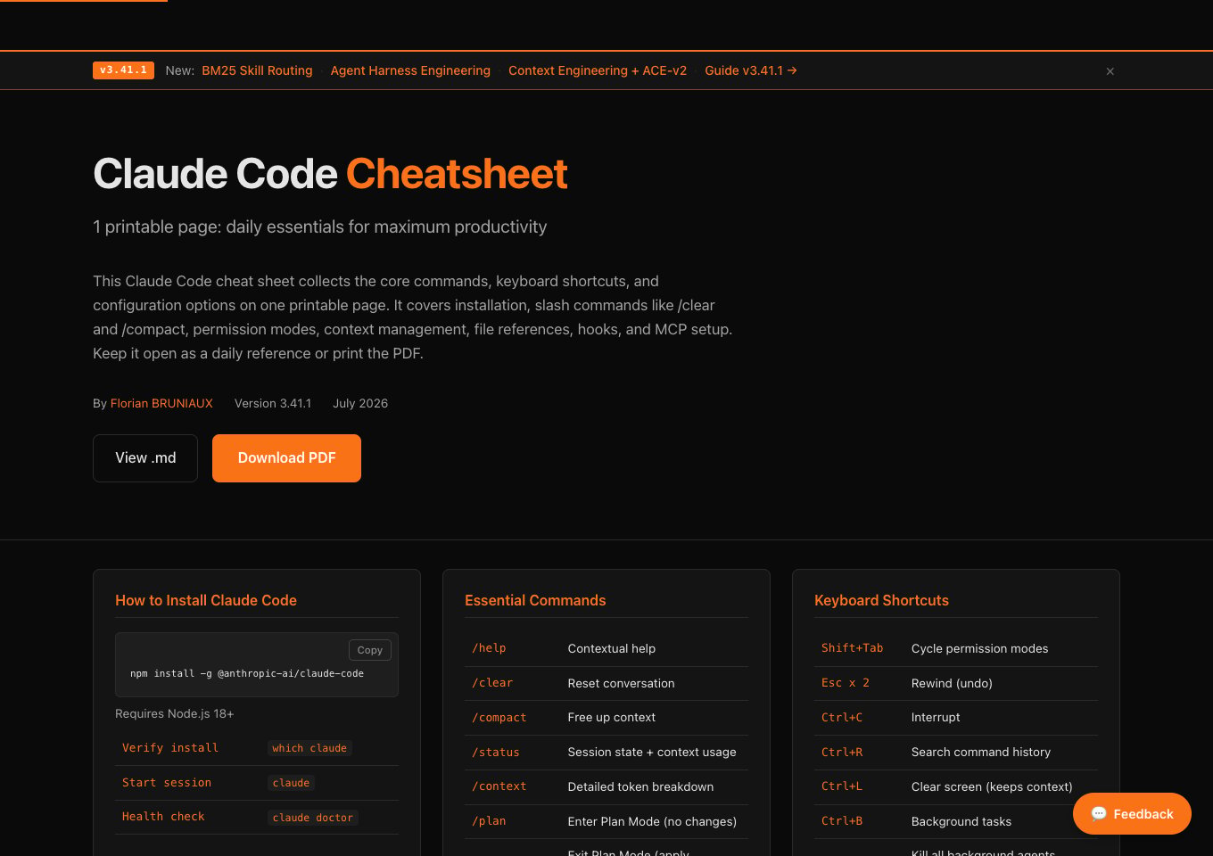 Claude Code Ultimate Cheat Sheet by Florian Bruniaux