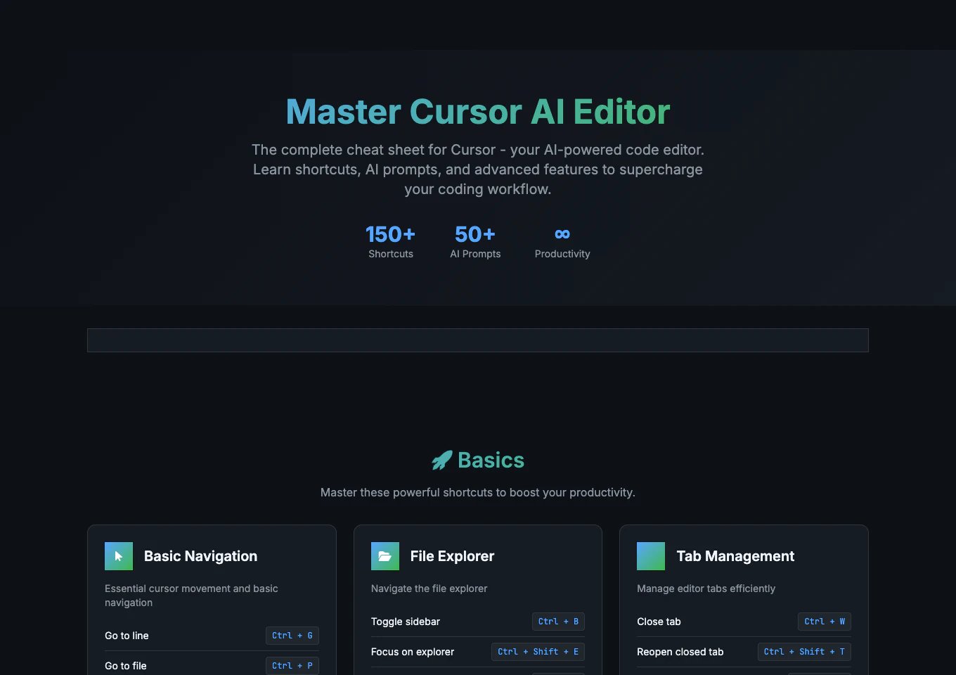 Cursor Cheat Sheet by CursorCheatSheet.com
