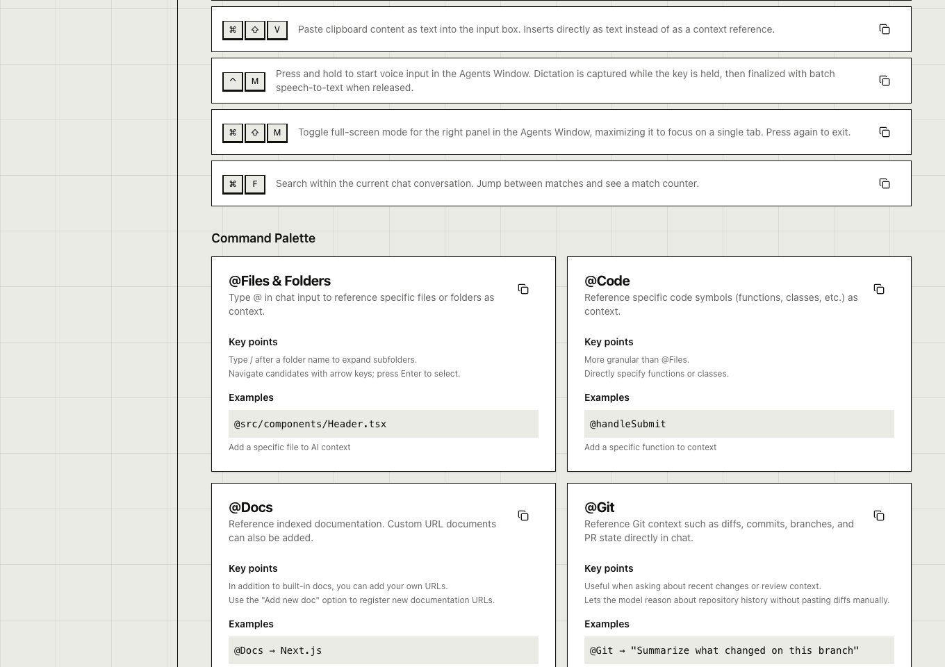 Cursor Commands Reference by Toolsbase