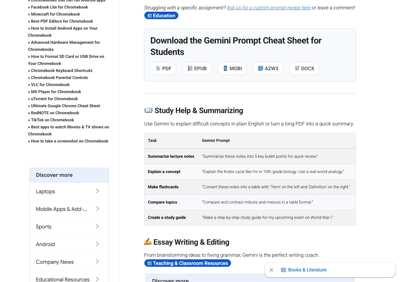 Gemini Prompts for Students by ChromeGeek