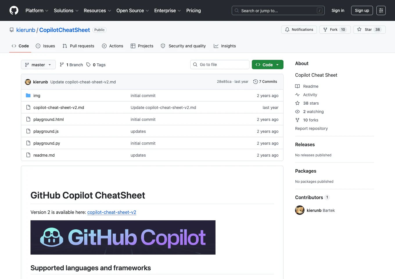 GitHub Copilot Cheat Sheet by Kierun B