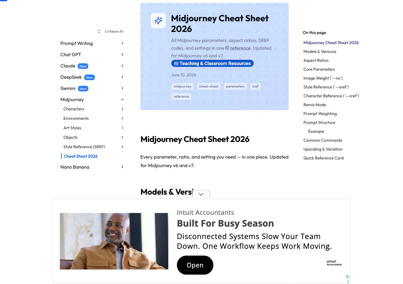 Midjourney Cheat Sheet 2026 by PromptGenius