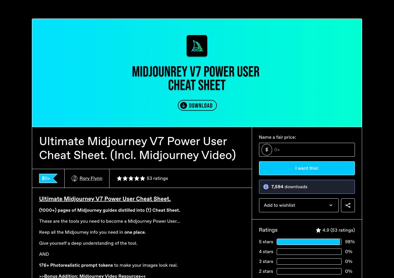 Midjourney V7 Power User Cheat Sheet by Rory Flynn