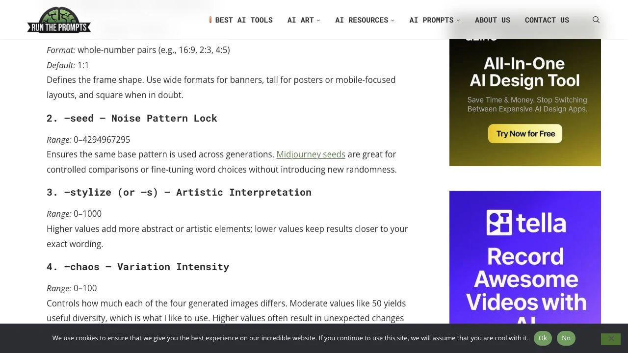 Midjourney Parameter Cheat Sheet V7 by Run The Prompts