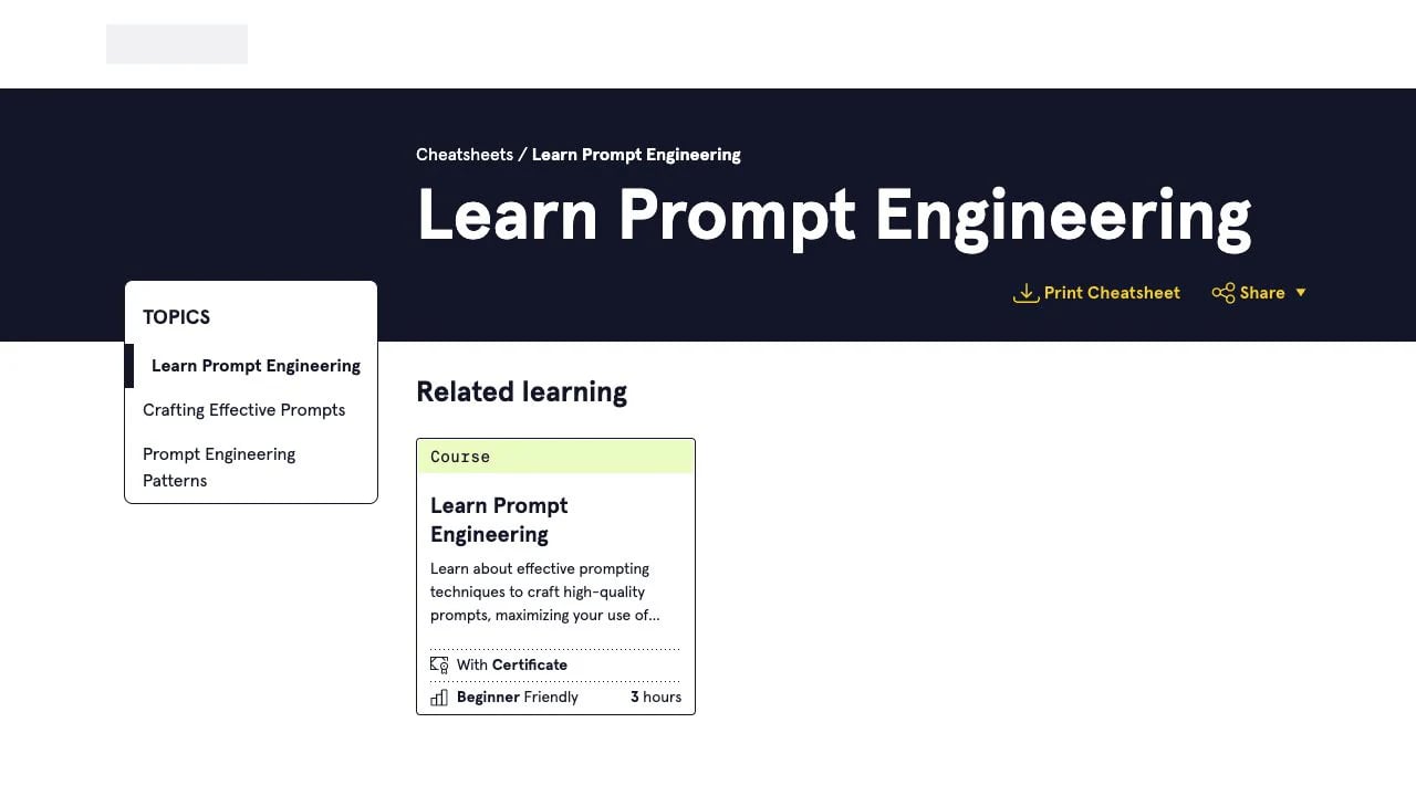 Learn Prompt Engineering Cheatsheet by Codecademy