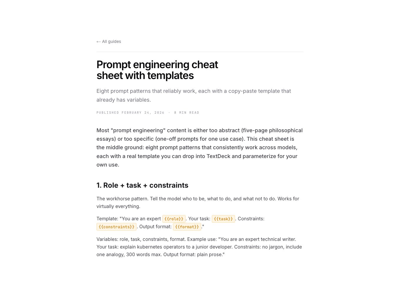 Prompt Engineering Cheat Sheet with Templates by TextDeck