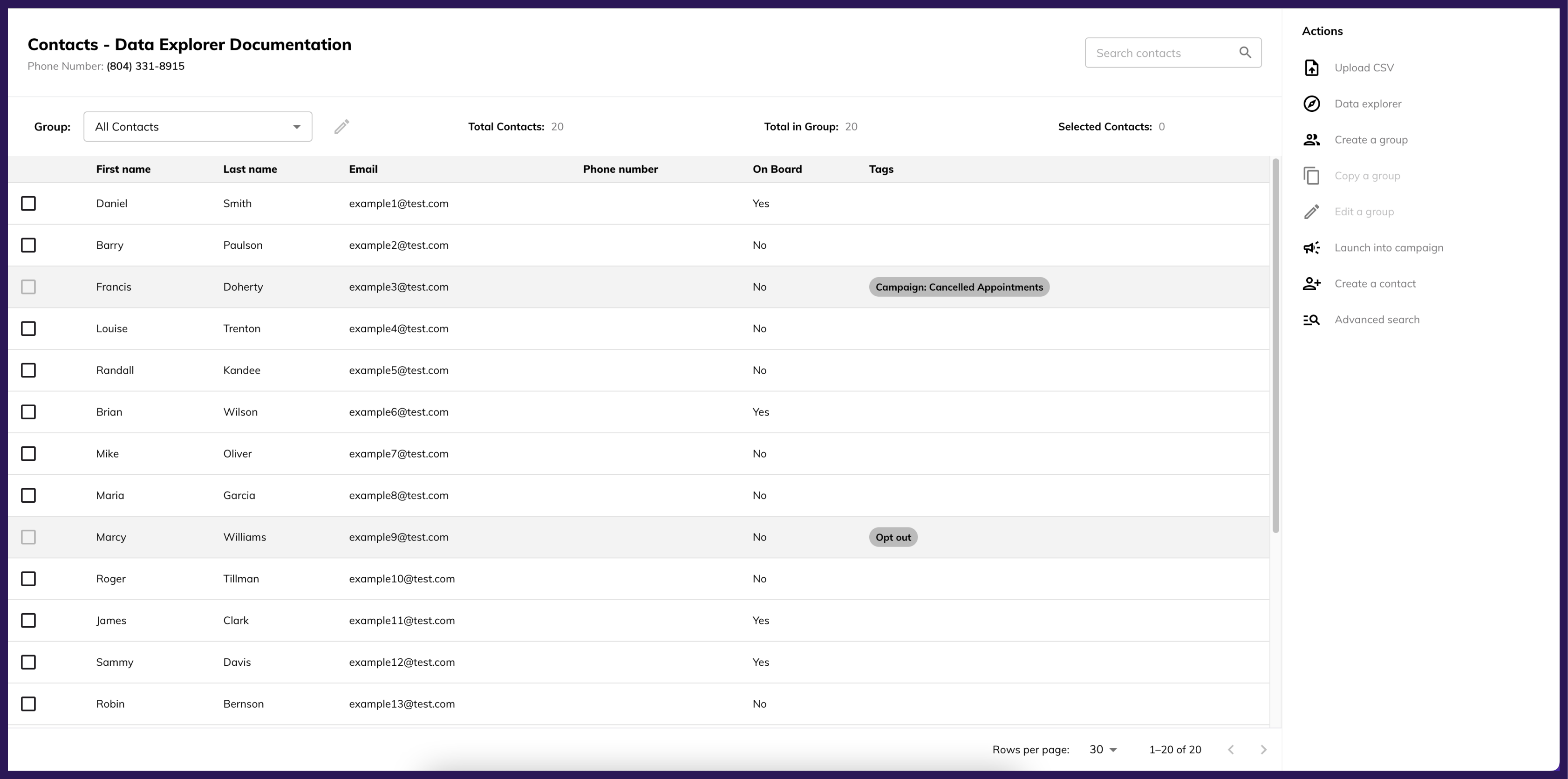 Contacts Page - Hatch Documentation