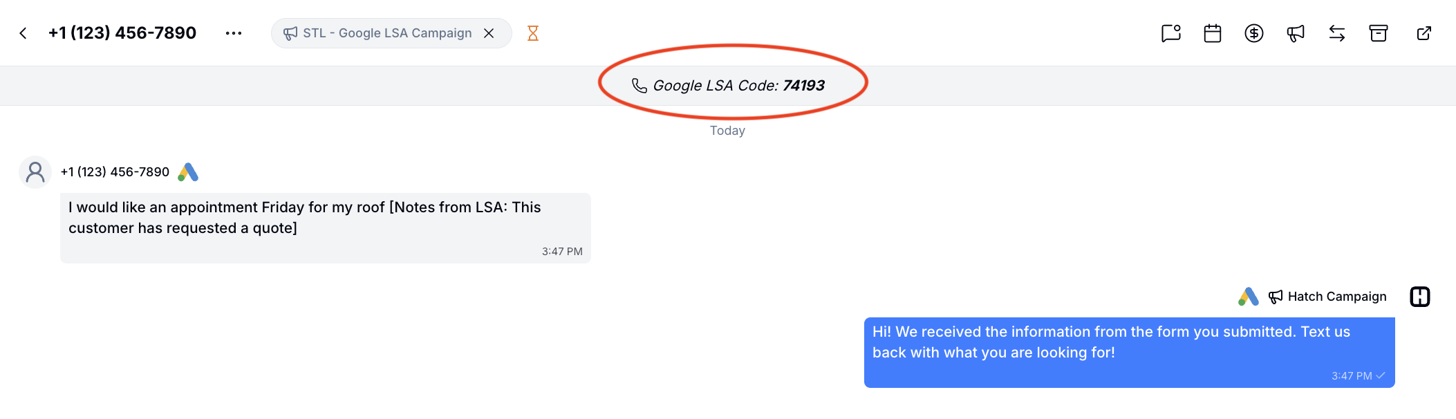 Google LSA extension top