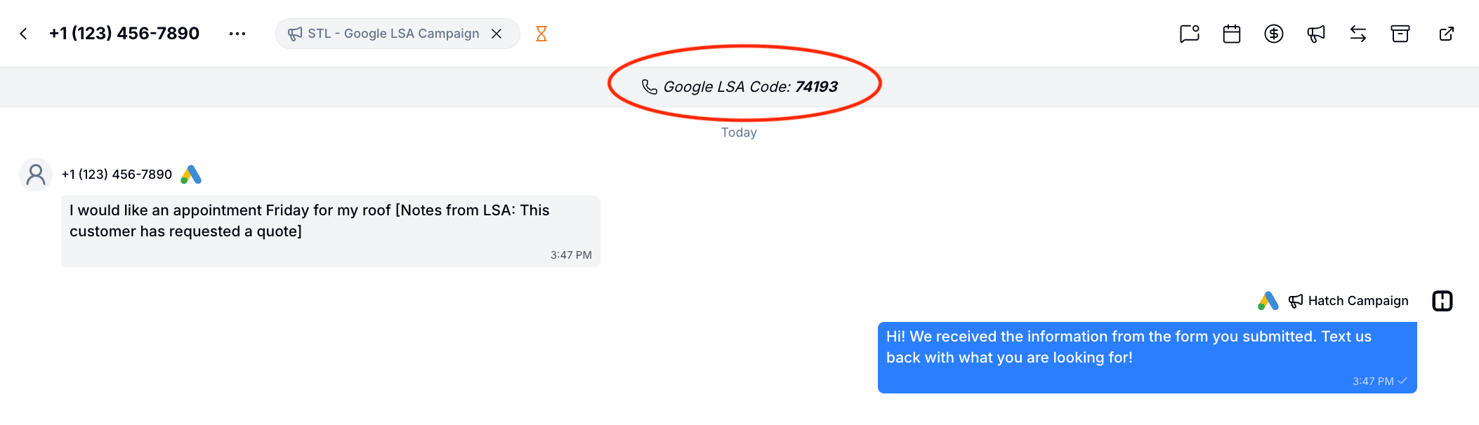 Google LSA extension top