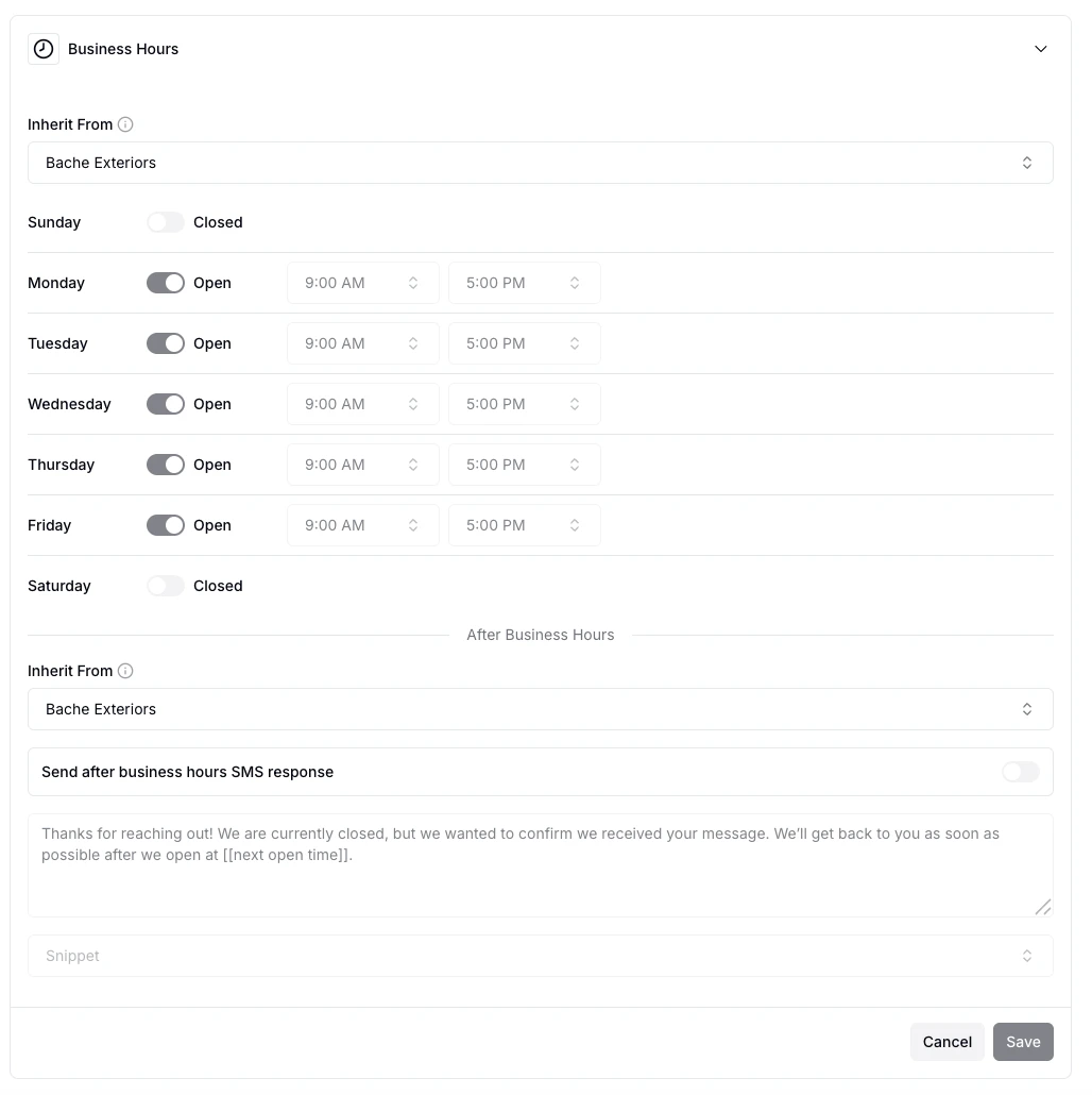 Workspace-Level Business Hours