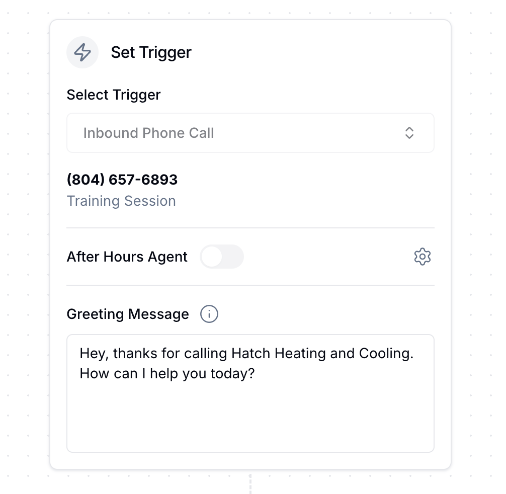 After Hours Agent toggle in the Set Trigger panel