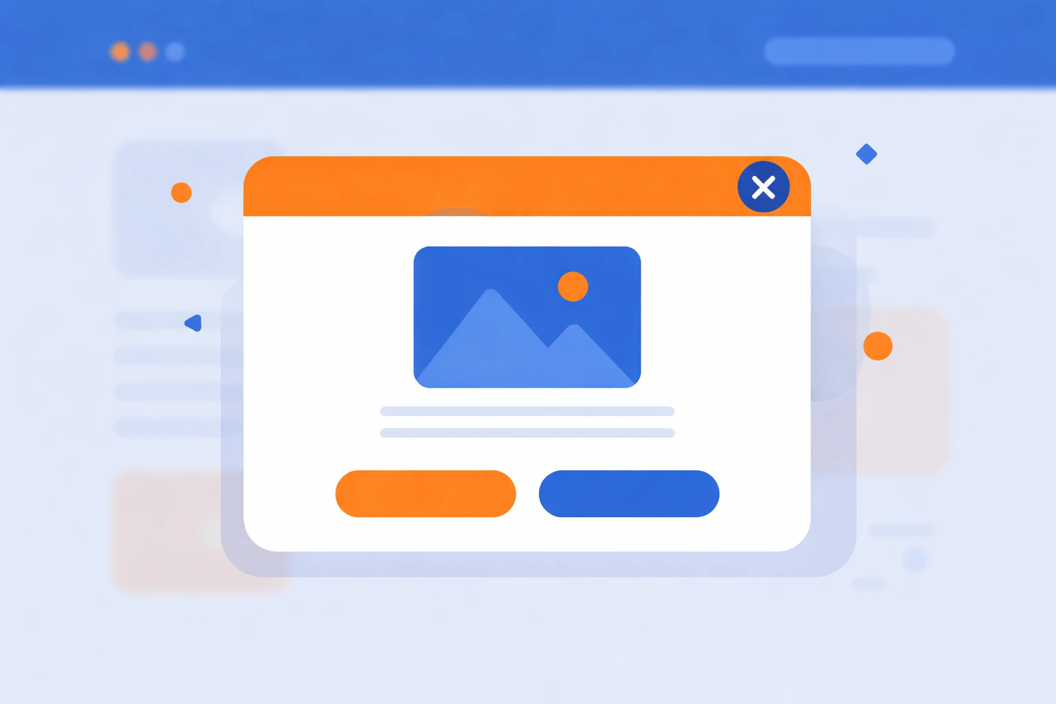 Ilustração de um modal sobreposto ao conteúdo do site