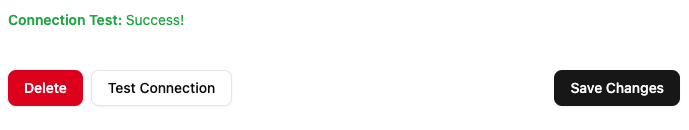 A successful test connection message