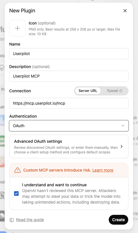 Adding the Userpilot connector in ChatGPT