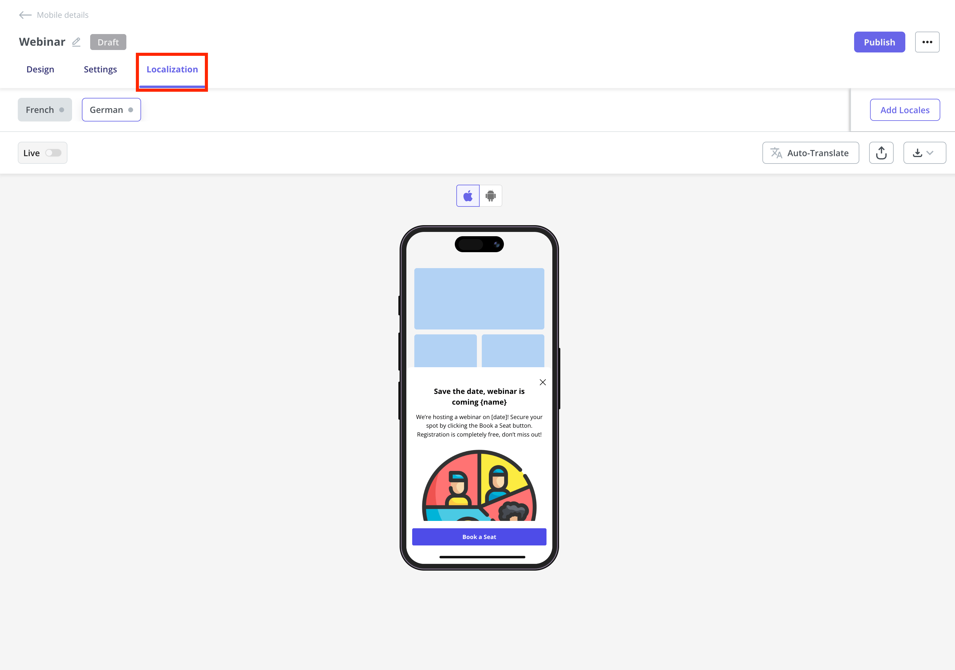 Slideout localization tab
