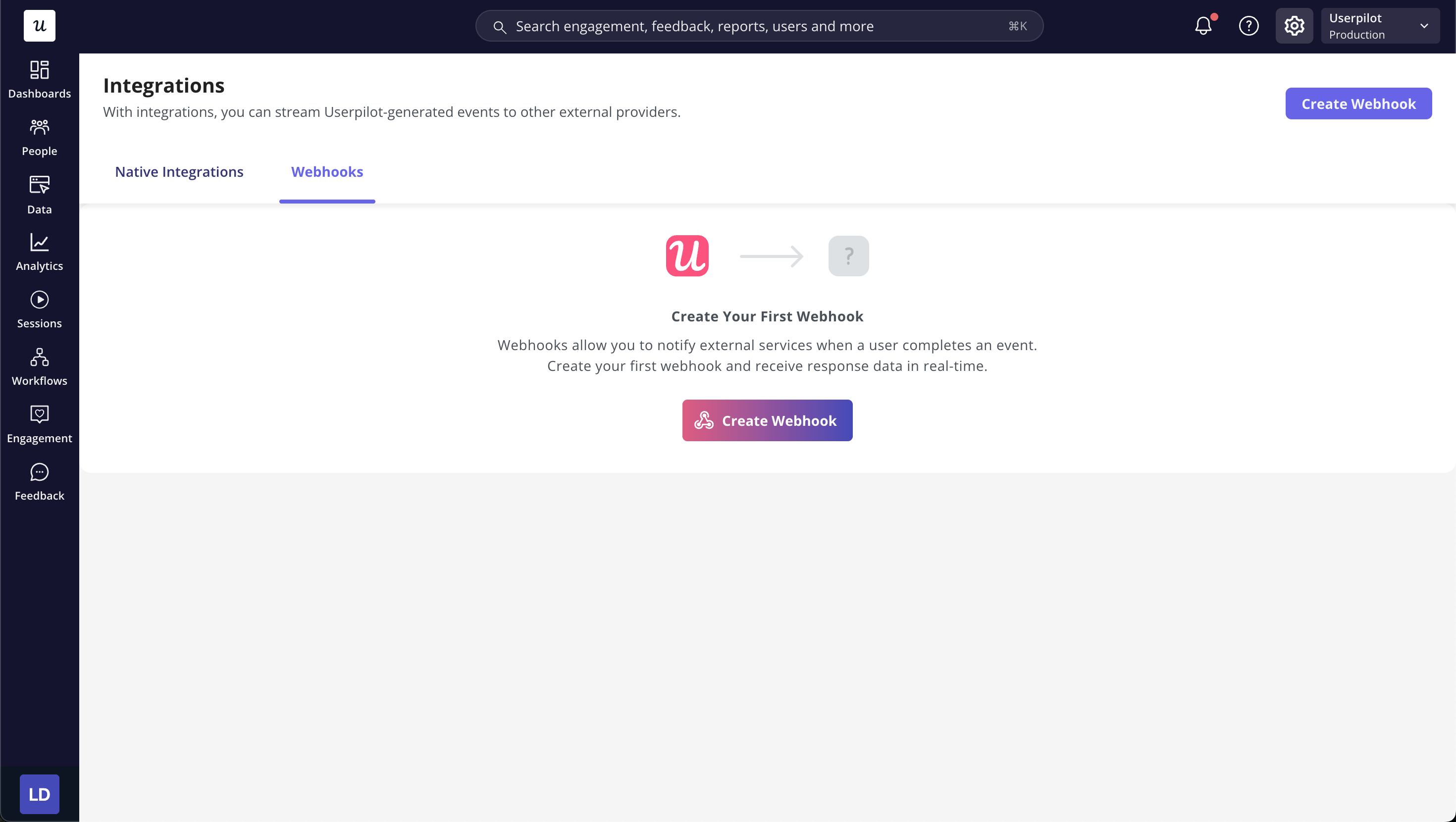 webhooks page
