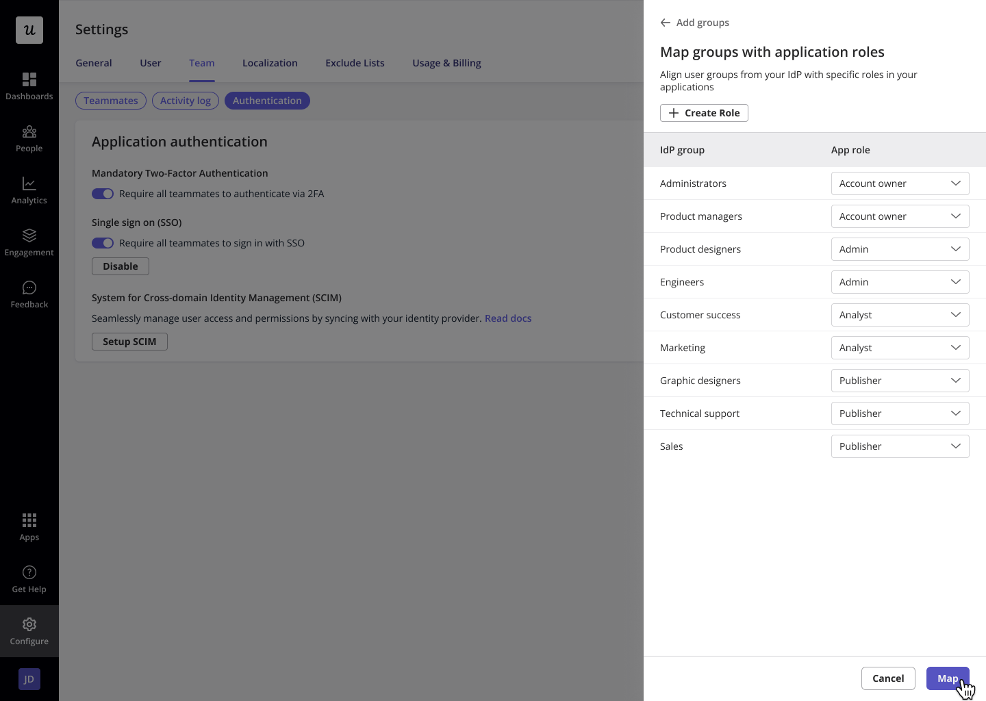 Map groups to application roles