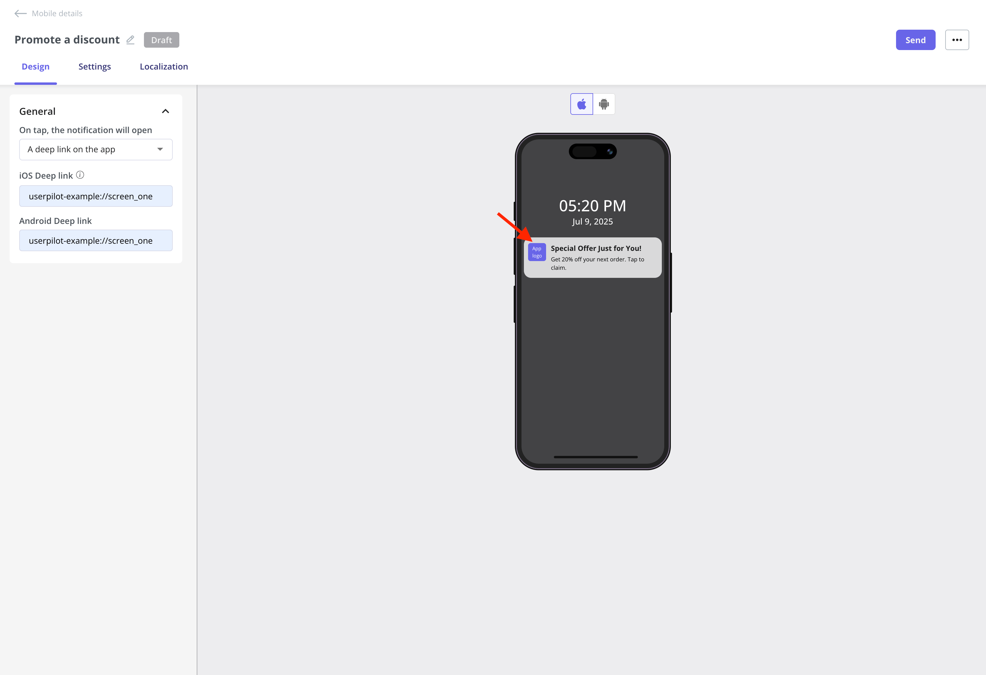 Push notification app logo