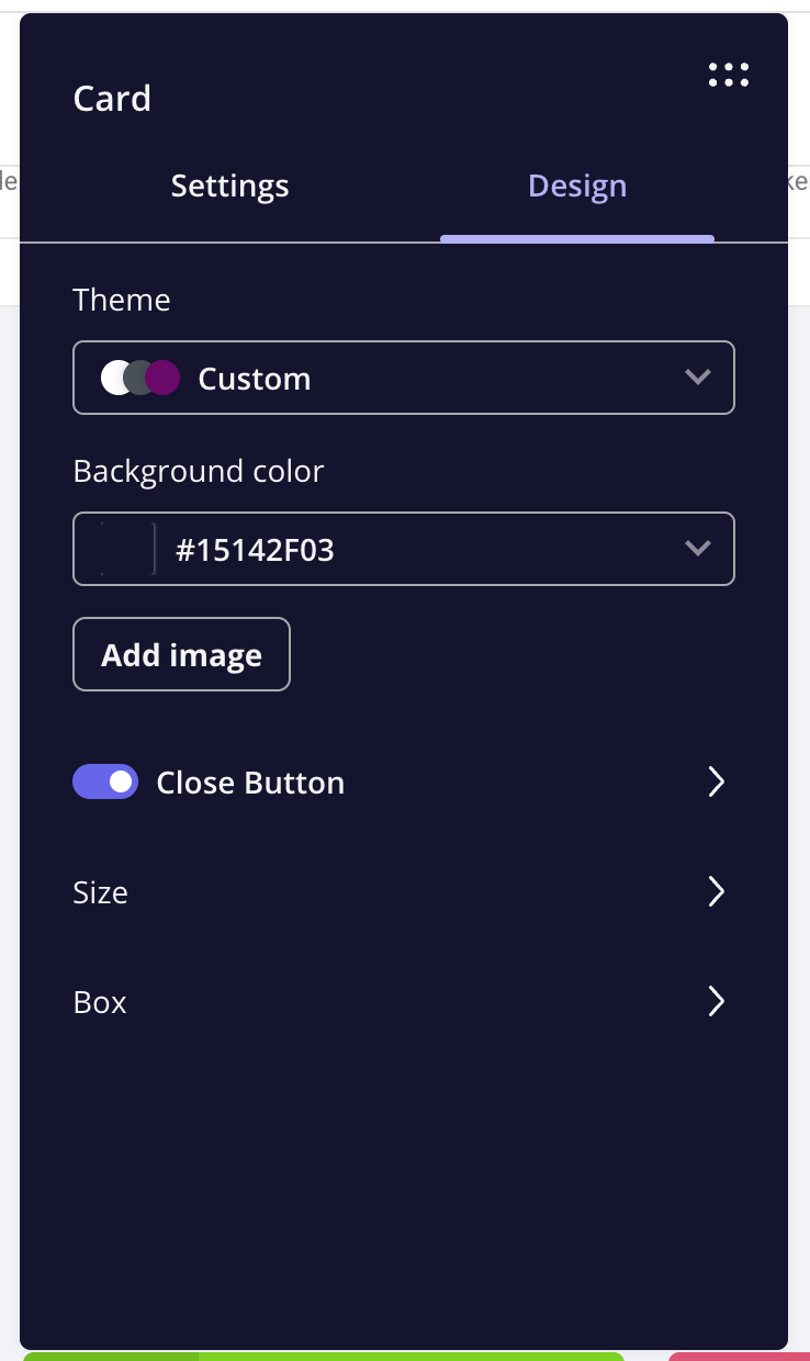 Card design panel