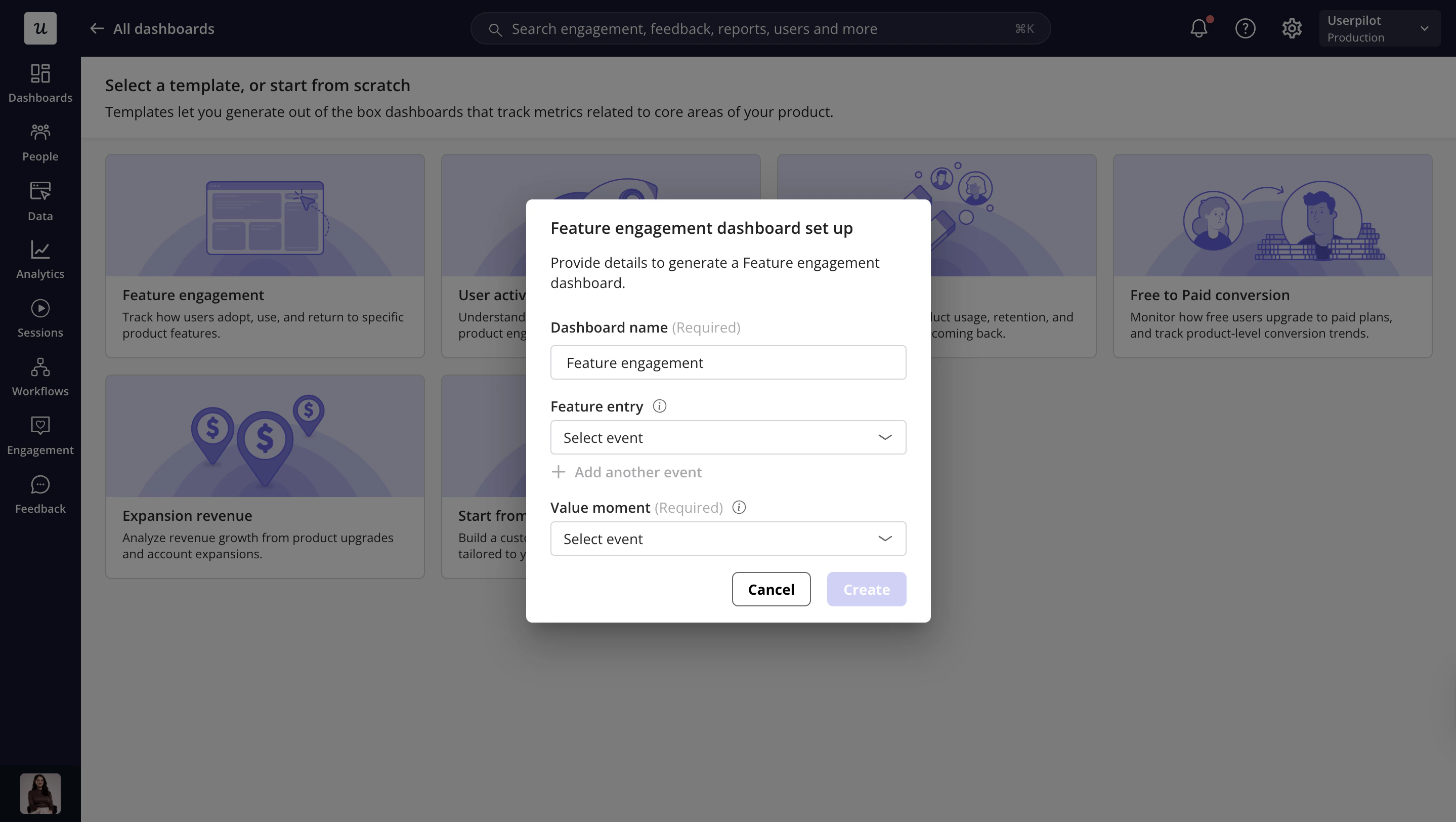 Feature Engagement dashboard setup