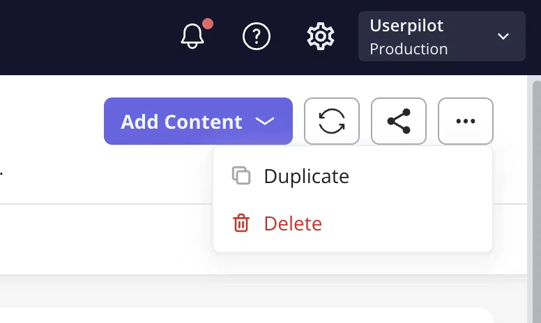 Dashboard header actions