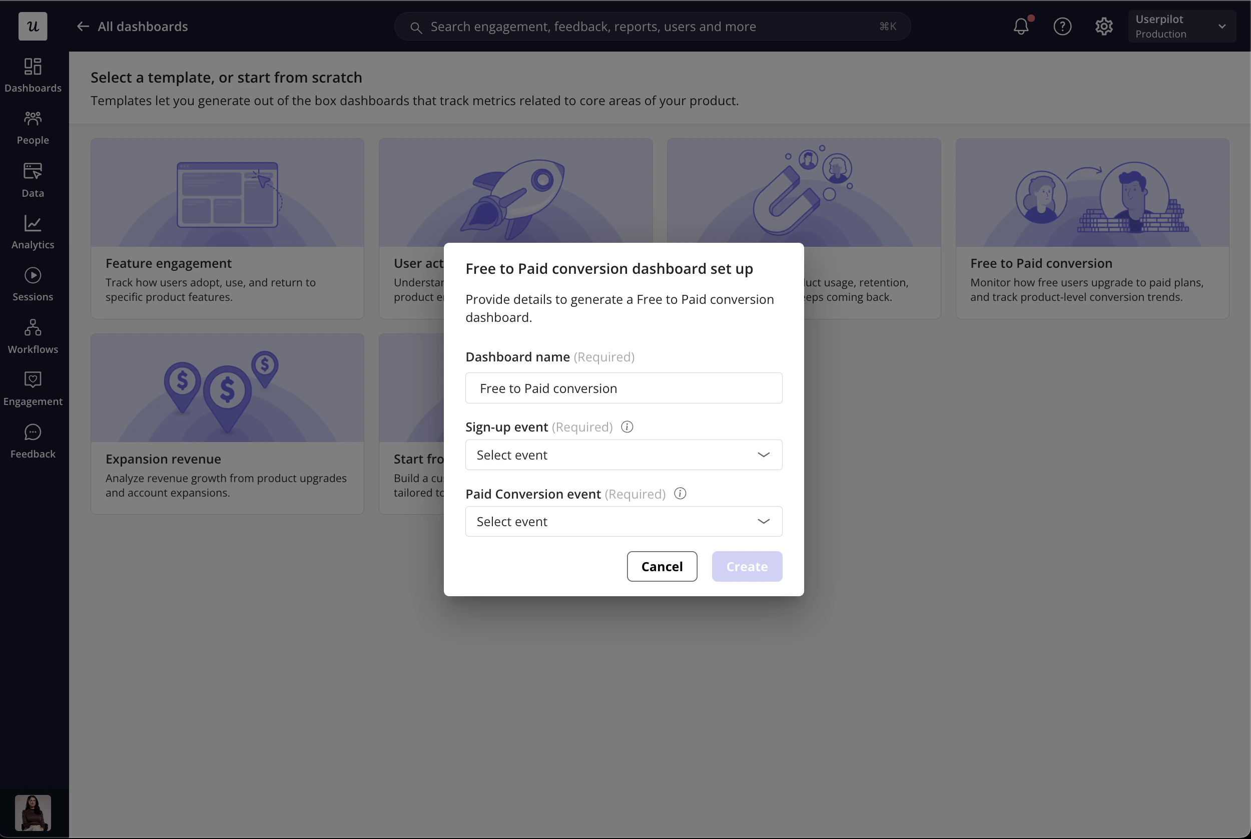 Free to Paid Conversion dashboard setup