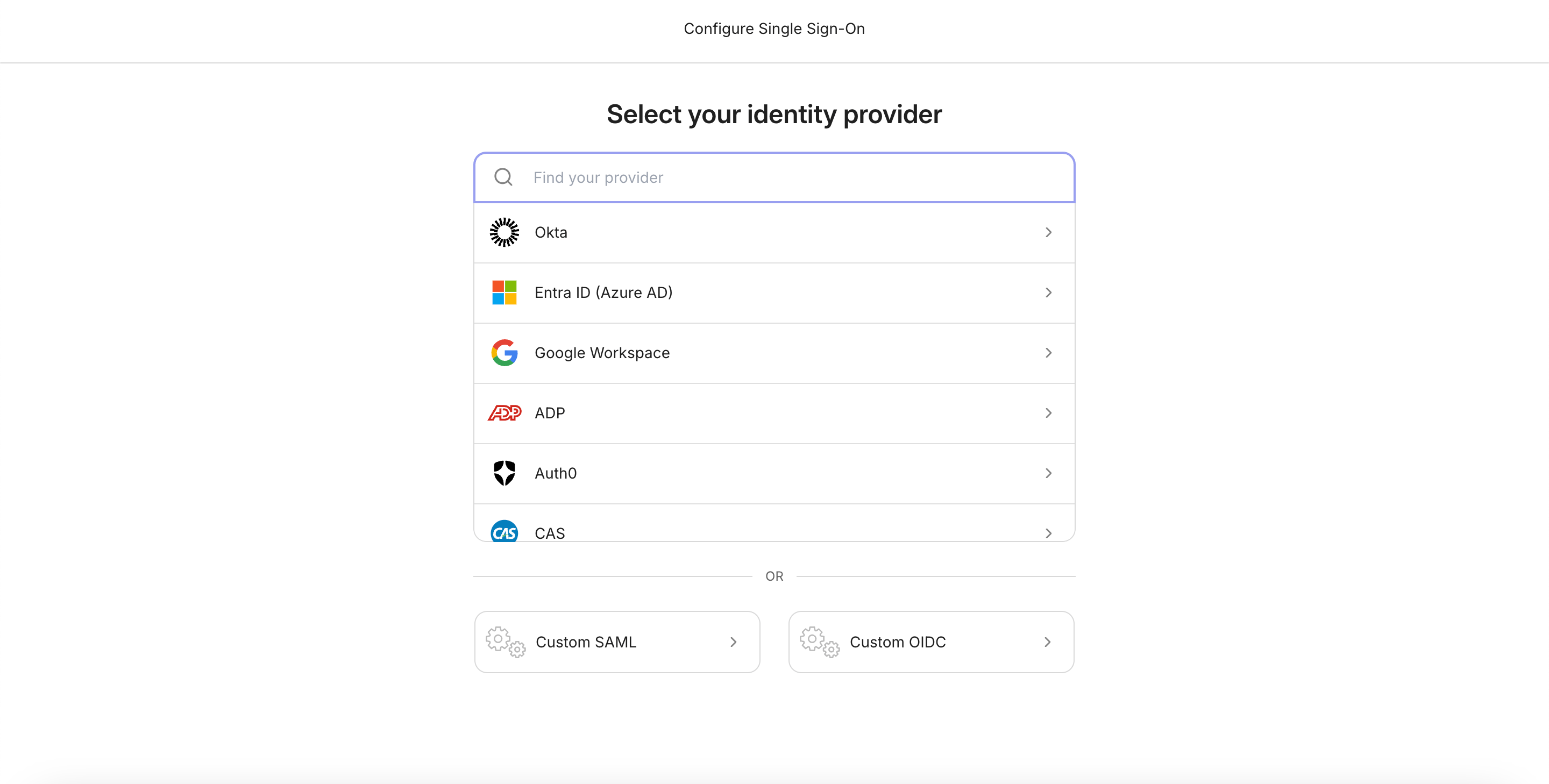 Select your identity provider