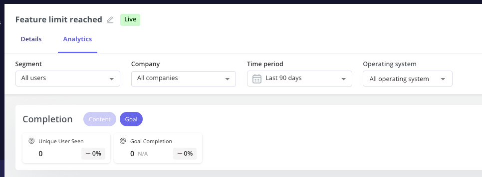 Goal tracking metrics