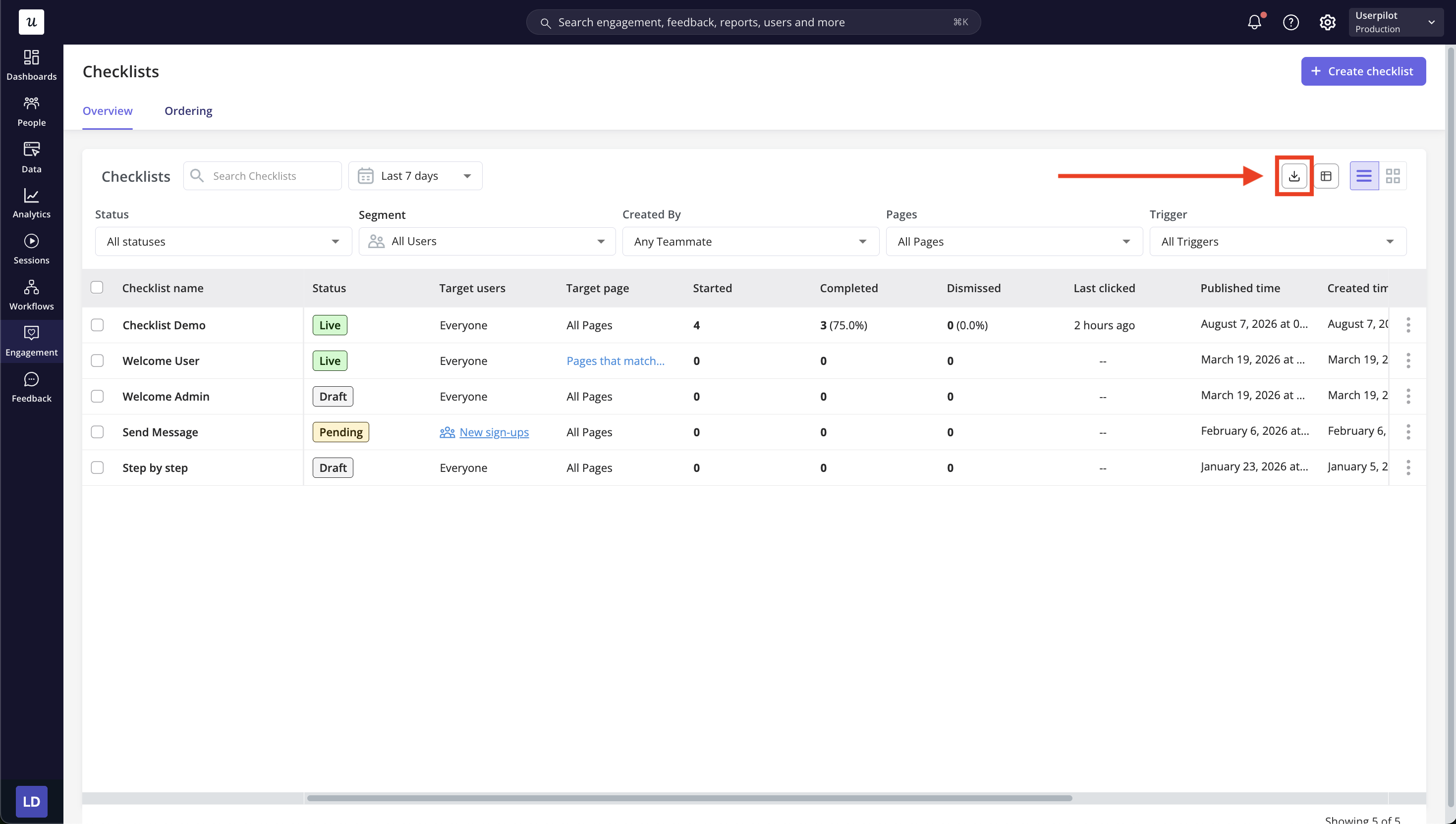 checklist-overview-table-export-data