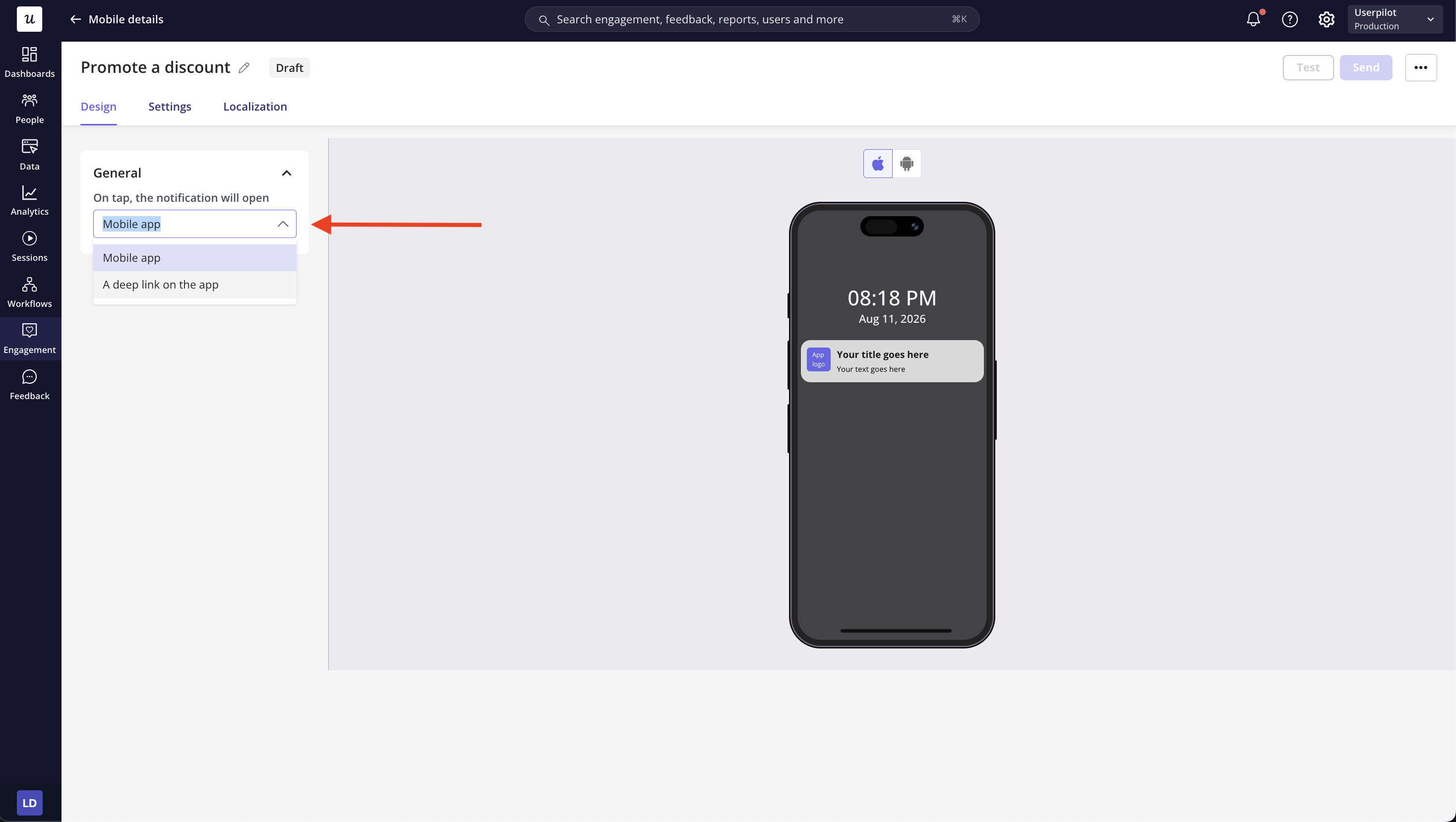 Push notification deep link example