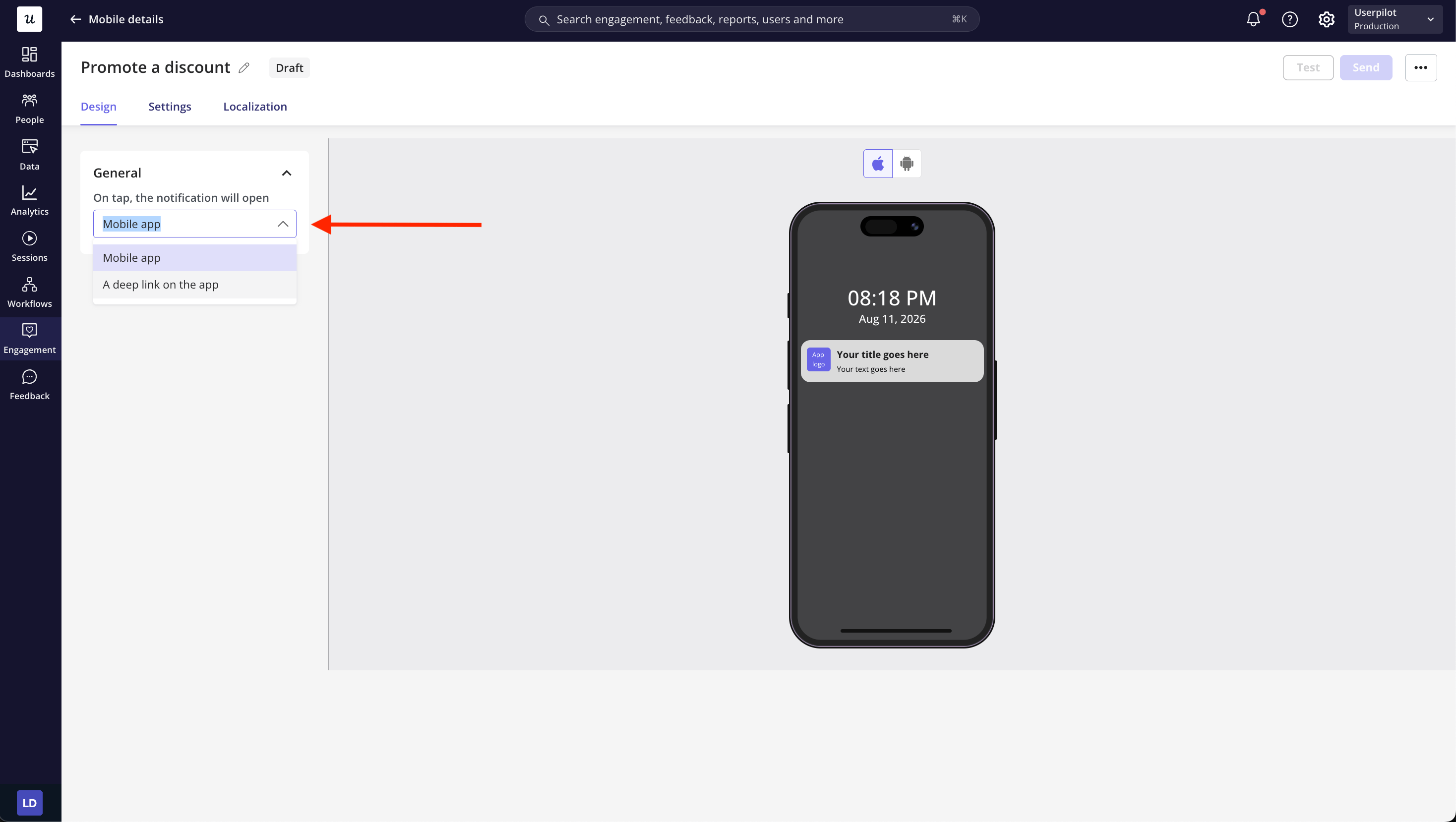 Push notification deep link example