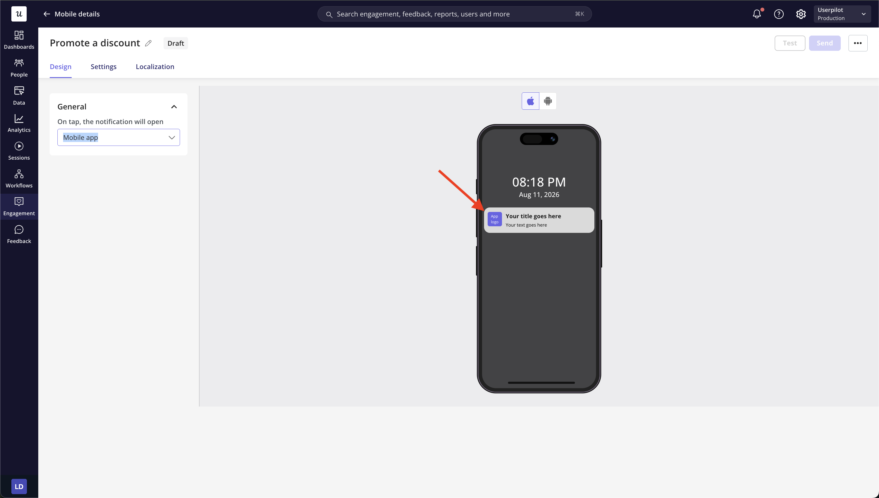 Push notification app logo