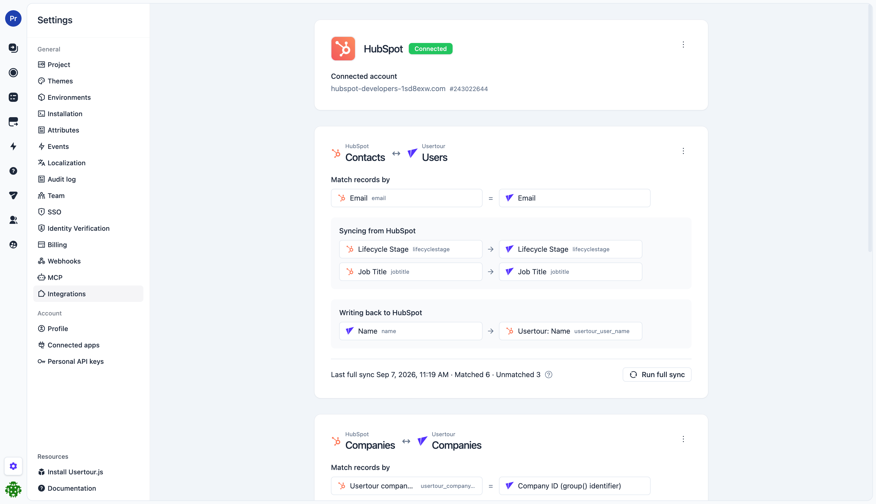 A saved mapping with sync status