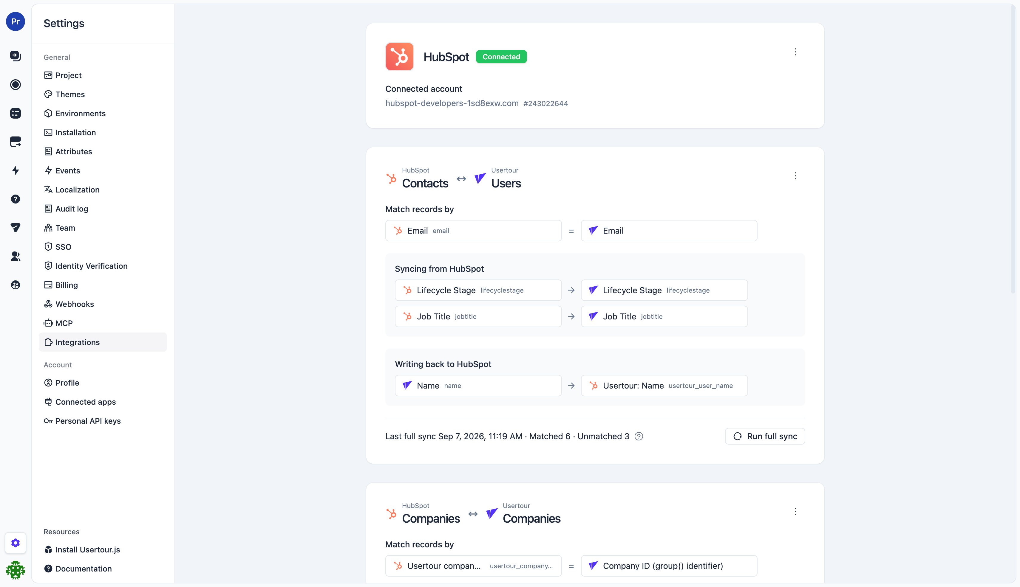 A saved mapping with sync status
