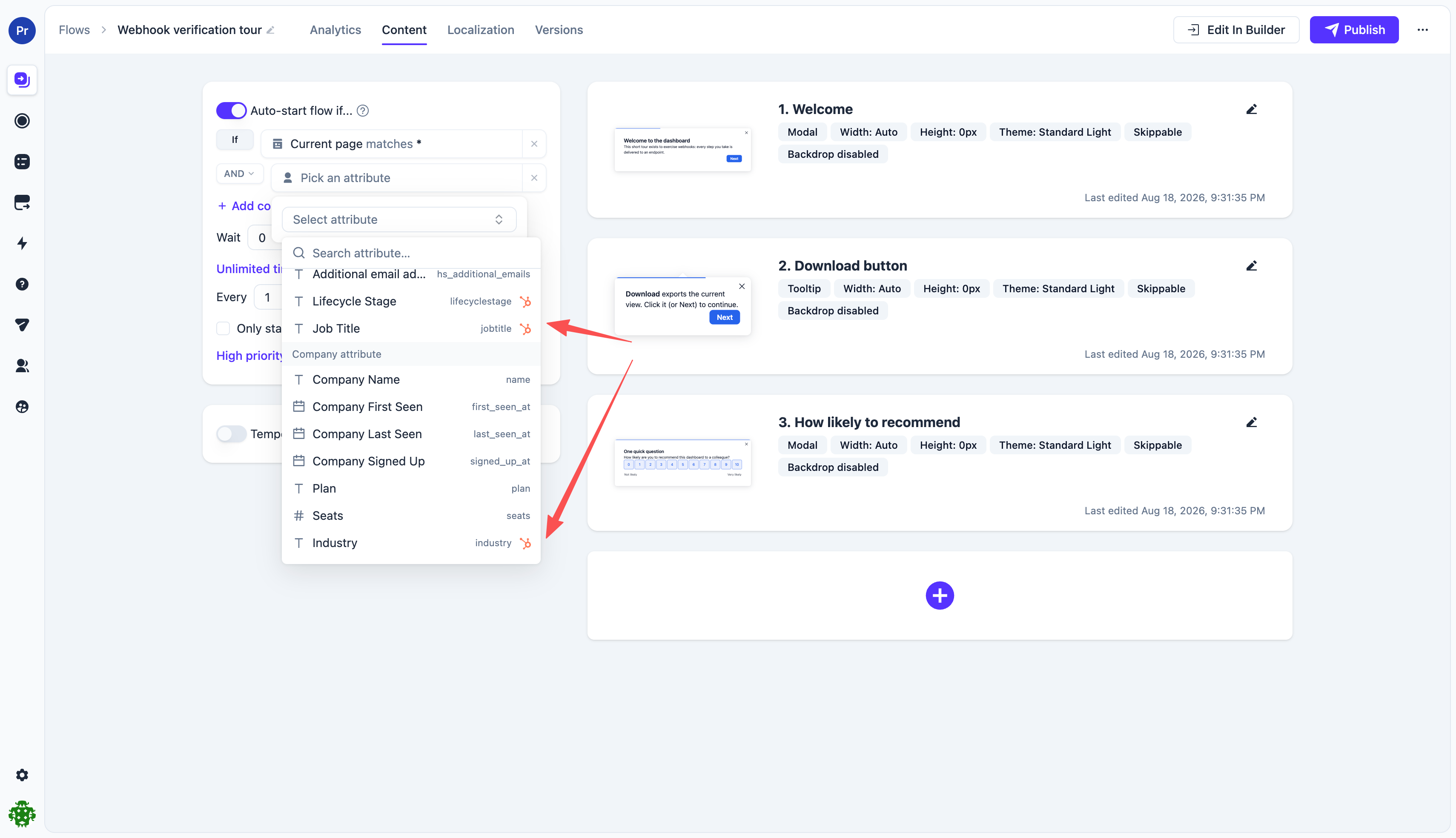 A HubSpot-owned attribute in the condition builder