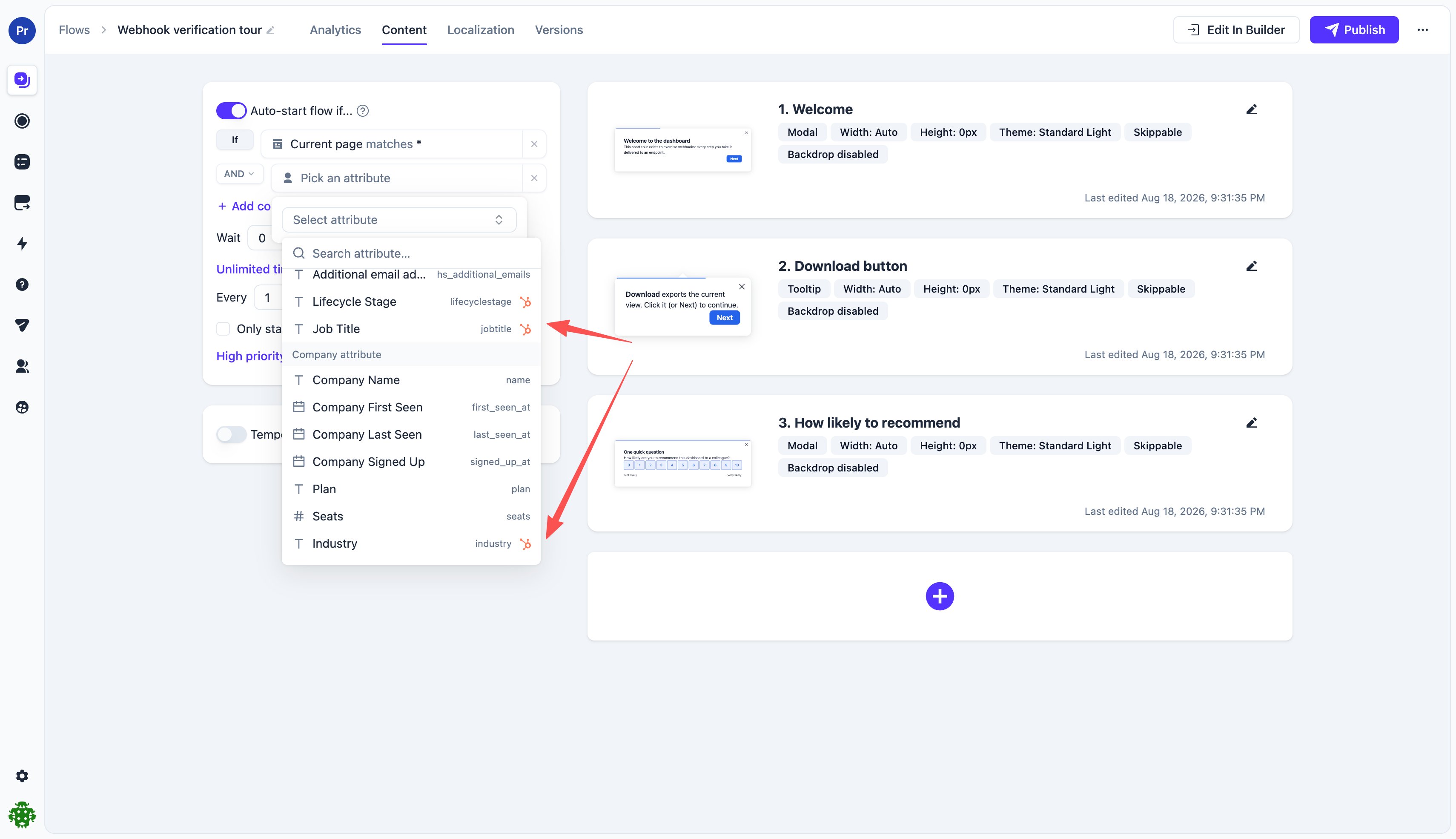A HubSpot-owned attribute in the condition builder