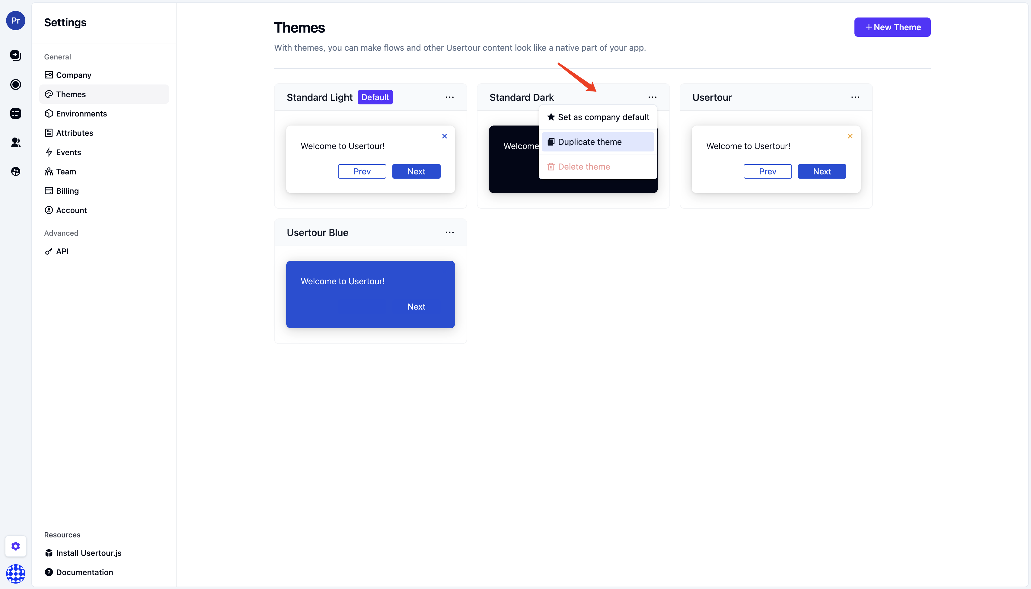 Customizing Themes - Usertour documention